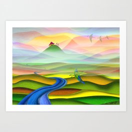 Fantasy valley naive artwork Art Print