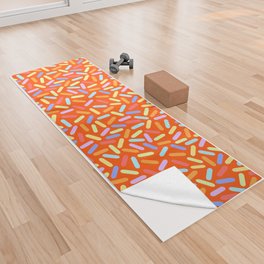 Dessert Digital Rainbow Sprinkles on Deep Orange Graphic Pattern Yoga Towel