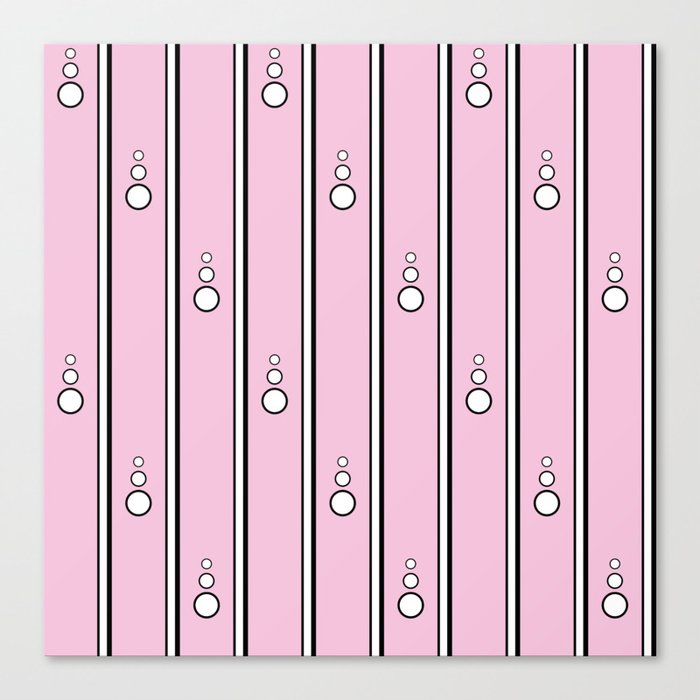 Triples Dots and Stripes on Pink Canvas Print