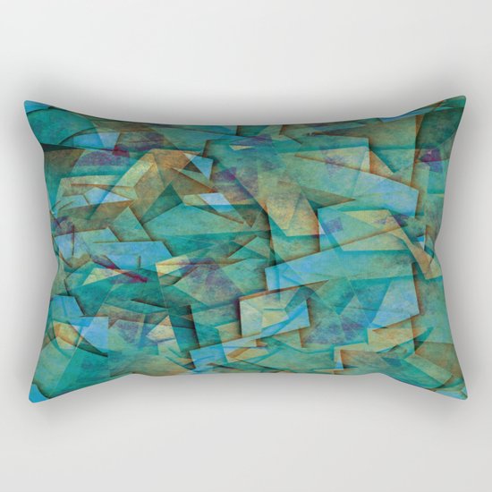 Fragments In blue - Abstract, fragmented art in blue Rectangular Pillow