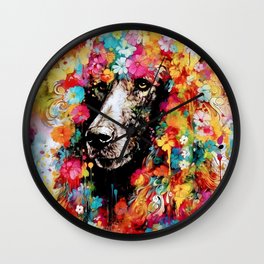 Poodle in Bloom: A Floral Fantasy Wall Clock