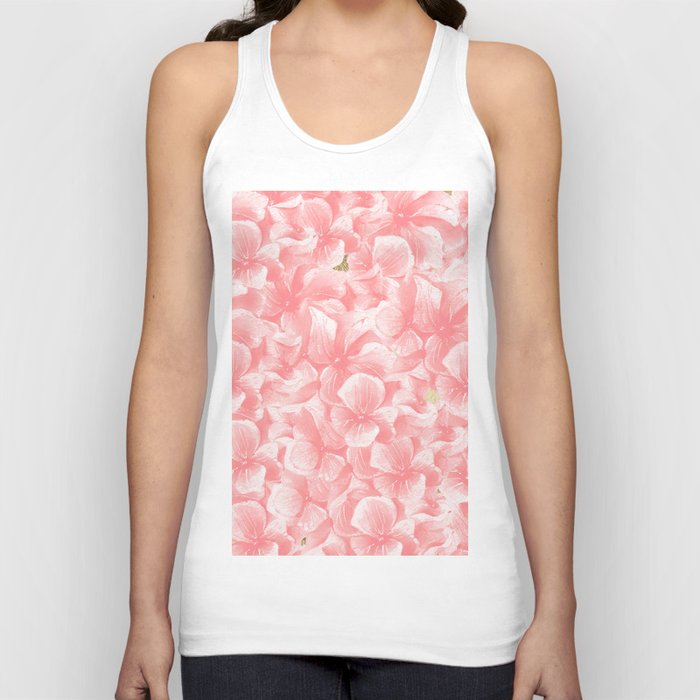 Hand painted coral white faux gold watercolor floral Tank Top