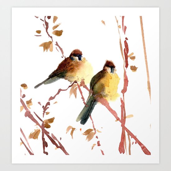 Sparrow couple Art Print