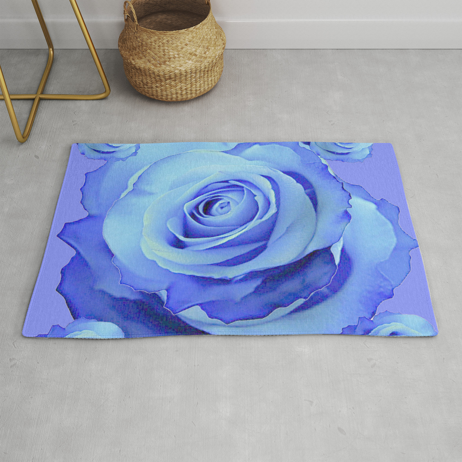 Light Blue Roses Blue Modern Art Garden Rug By Sharlesart Society6