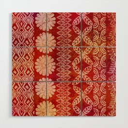 Vintaged Batik Style hawaiian print pattern  Wood Wall Art