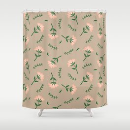 Tan Floral Pattern Shower Curtain
