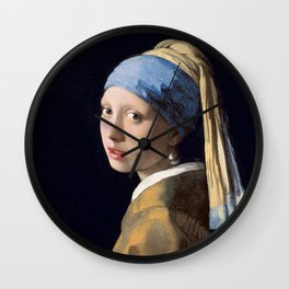GIRL WITH A PEARL EARRING - JOHANNES VERMEER Wall Clock | Iconic, Painting, Beautiful, Goldenage, Portrait, Cool, Art, Pearl, Artist, Renaissance 