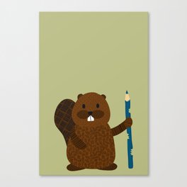 Beaver with a Colored Pencil Canvas Print