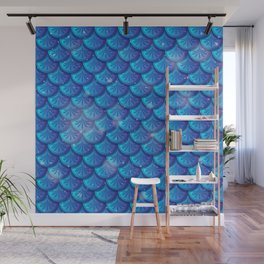 mermaid skin pattern, fish pattern , blue mermaid textures Wall Mural