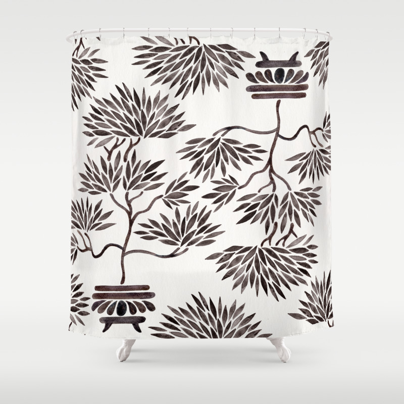 Bonsai Tree Black Palette Shower Curtain By Catcoq Society6