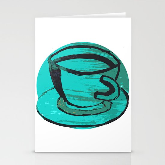 tea cup in green Stationery Cards
