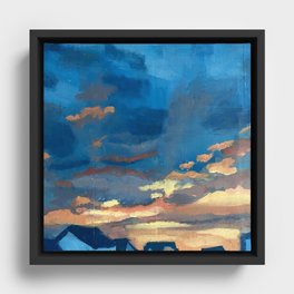 Neighborhood sunset Framed Canvas