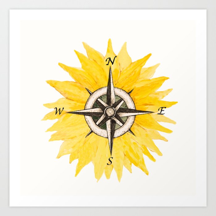 Compass  Sunflower Art Print