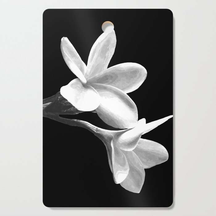 White Flowers Black Background Cutting Board