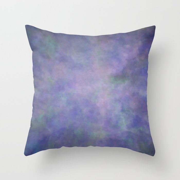 Abstract Soft Watercolor Gradient Ombre Blend 3 Purple Blue and Green Throw Pillow