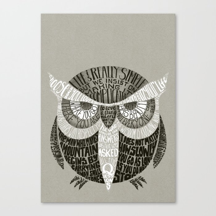 Wise Old Owl Says Canvas Print
