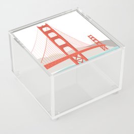 San Francisco Bridge Art - Red, Blue, Beige Hues Acrylic Box