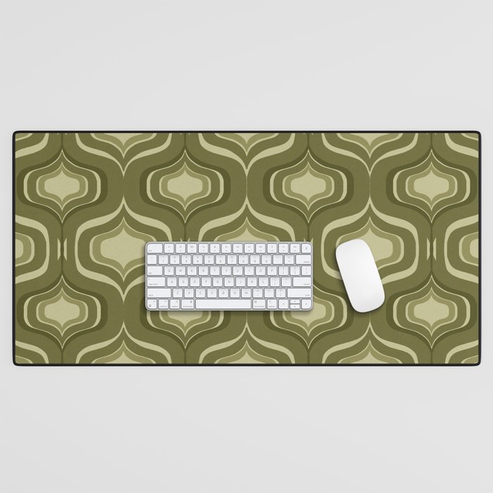 Mid-Century Modern Art 10.0 Avocado Geo Pattern  Desk Mat