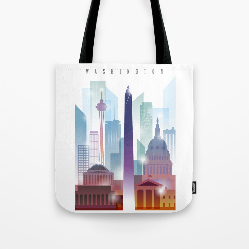 City Of Skyline Washington Dc United States Tote Bag By Uniquedrawing Society6