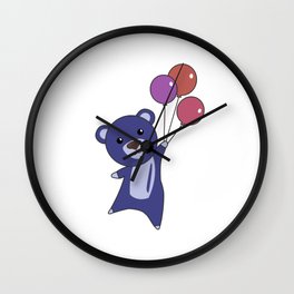 Bear Blue Flies With Balloons Sweet Animals Bear Wall Clock