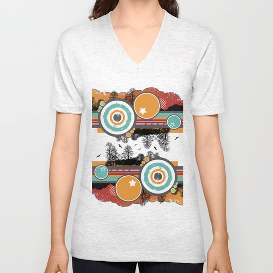 Retro Mash Up. Unisex V-Neck