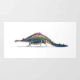 Alligator Art Print | Purple, Illustration, Painting, Drawing, Dinosaur, Kids, Design, Fun, Retro, Curves 