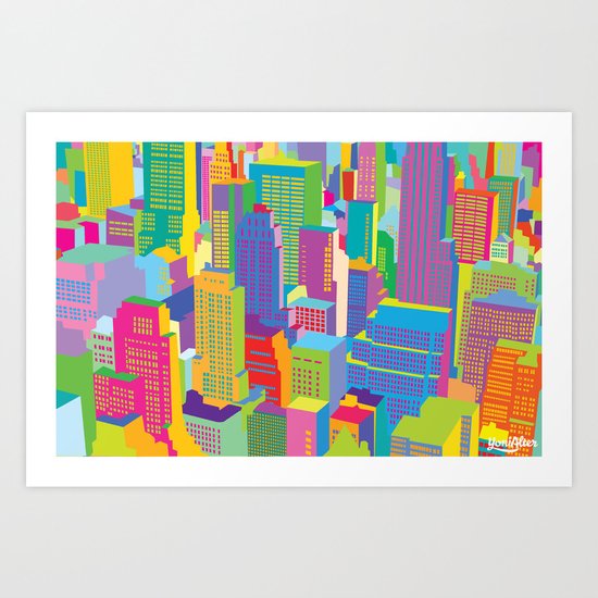 Cityscape windows Art Print