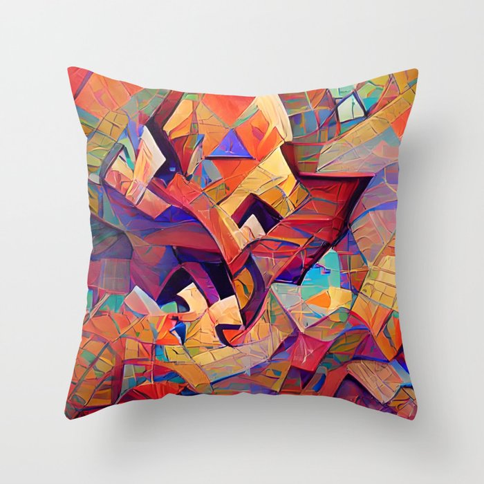 Colorful Distorted Squares Throw Pillow