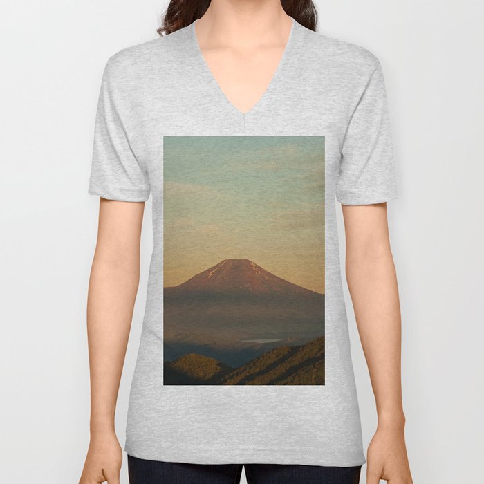 Mount Fuji II V Neck T Shirt