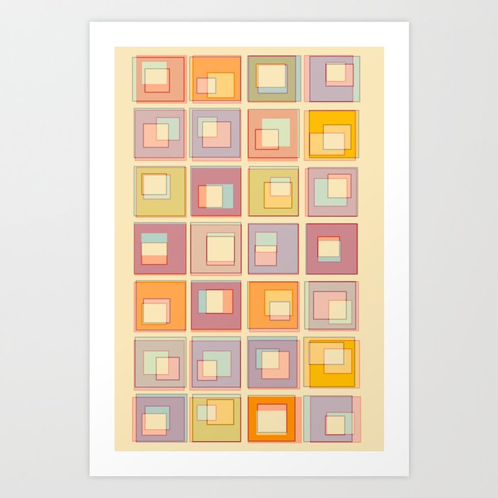 Retro Mod Squares Art Print