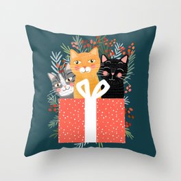Cats cute christmas xmas tree holiday funny cat art cat lady gift unique pet gifts Throw Pillow | Nature, Nursery, Meow, Animal, Feline, Unique, Xmas, Cat, Cats, Gift 