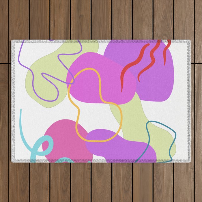 Squiggles and smudge abstract art  Outdoor Rug