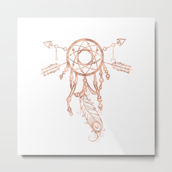 Mandala Rose Gold Pink Dreamcatcher Metal Print