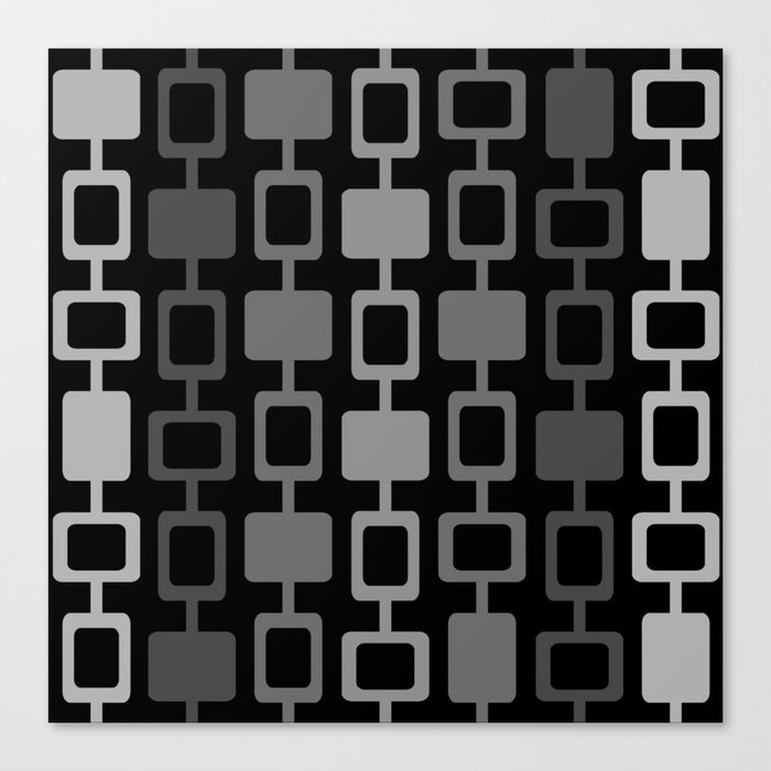 Mid Century Modern Square Columns Black Gray Canvas Print