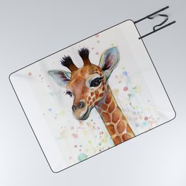 Giraffe Baby Watercolor Picnic Blanket