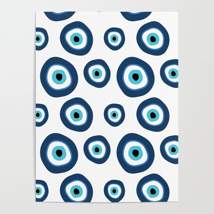 Blue Evil Eye Pattern Poster