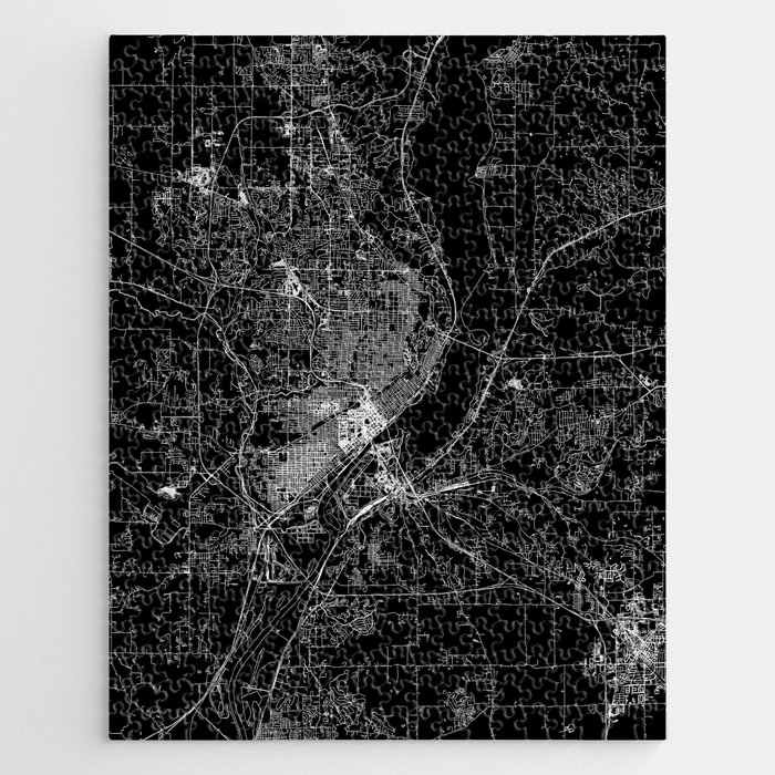 Peoria Black Map Jigsaw Puzzle