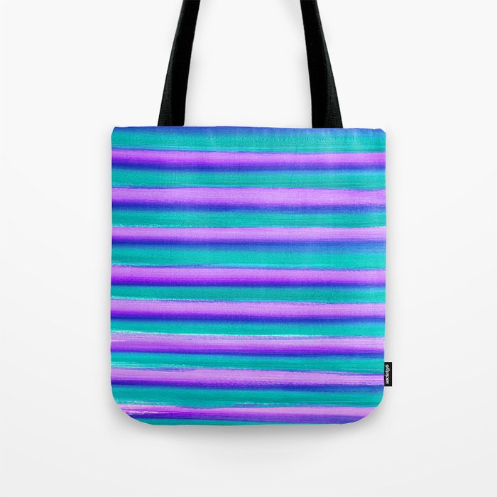 Vaporwave Purple and Teal Stripes Tote Bag