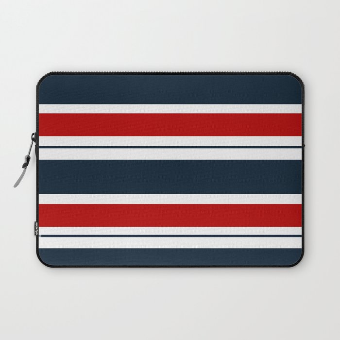 Red and Navy Blue Horizontal Stripes Laptop Sleeve