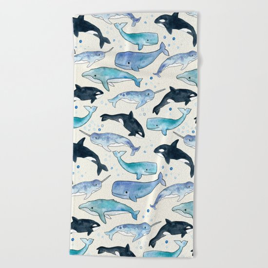 Whales, Orcas & Narwhals Beach Towel