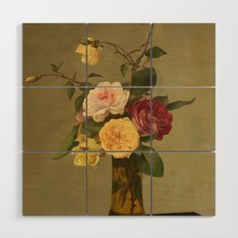 Roses in a Vase, 19th century by Henri Fantin-Latour Wood Wall Art