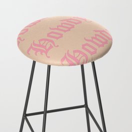Old English Howdy Pink and White Bar Stool