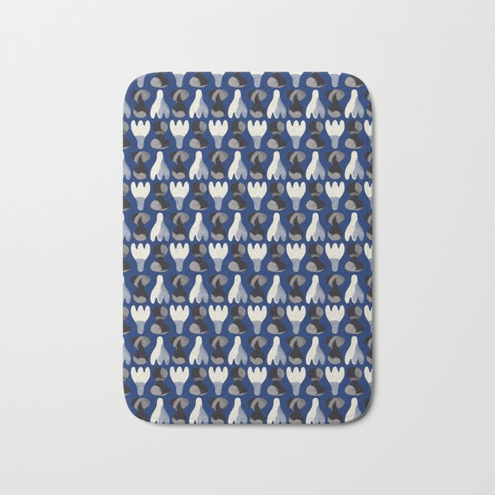 Pastel floral repeat pattern in blue Bath Mat