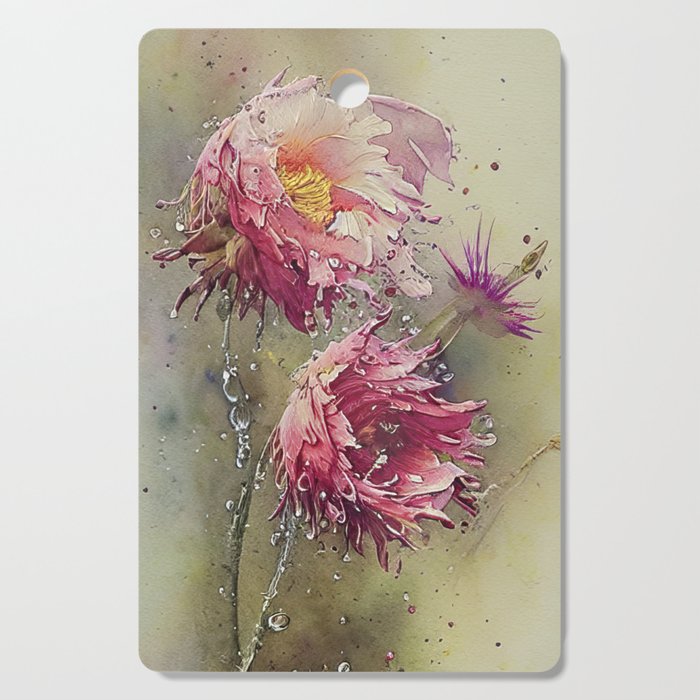 Pink Flowers Cutting Board