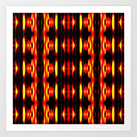 Orange Yellow Black Abstract Fire Pattern Art Print