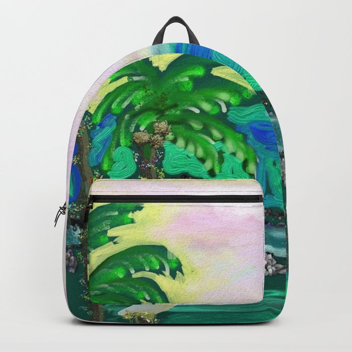 Tropical Ocean View with Egret Backpack