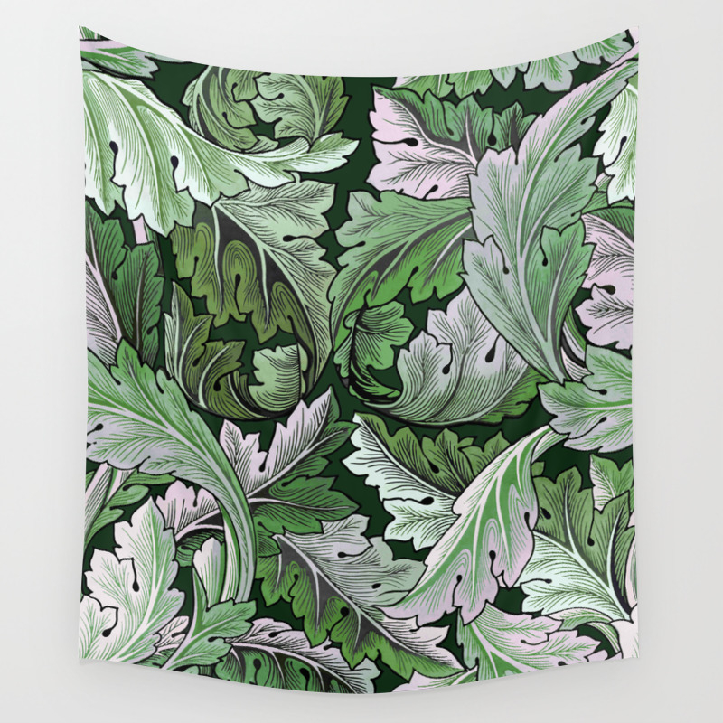 Art Nouveau William Morris Green Acanthus Leaves Wall Tapestry By Designandart Society6