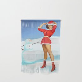 Vintage pin up - happy holidays Wall Hanging