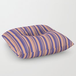 [ Thumbnail: Light Salmon and Dark Slate Blue Colored Pattern of Stripes Floor Pillow ]