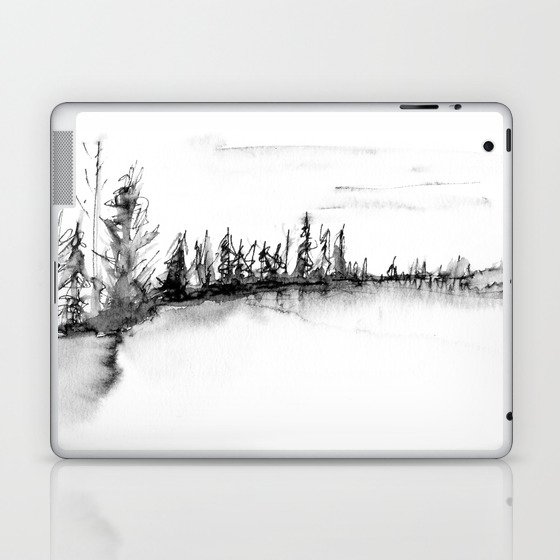 Treescape in Black and White Wash Laptop & iPad Skin